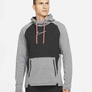 Nike Therma-FIT Men's Pullover Training Hoodie | Black/Heather/Black/White | XL